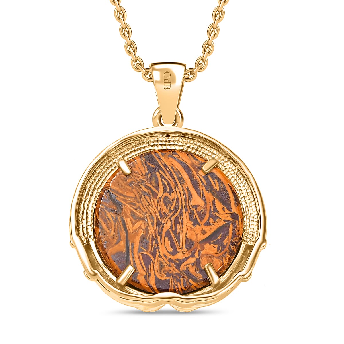 Script Stone 6.80 ctw Pendant in 18K YG Plated with ION Plated YG Stainless Steel Necklace 20 Inches image number 4