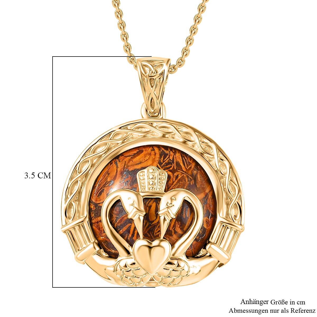 Script Stone 6.80 ctw Pendant in 18K YG Plated with ION Plated YG Stainless Steel Necklace 20 Inches image number 5
