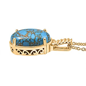 Mojave Blue Turquoise 18.00 ctw Pendant in 18K YG Plated with ION Plated YG Stainless Steel Necklace 20 Inches