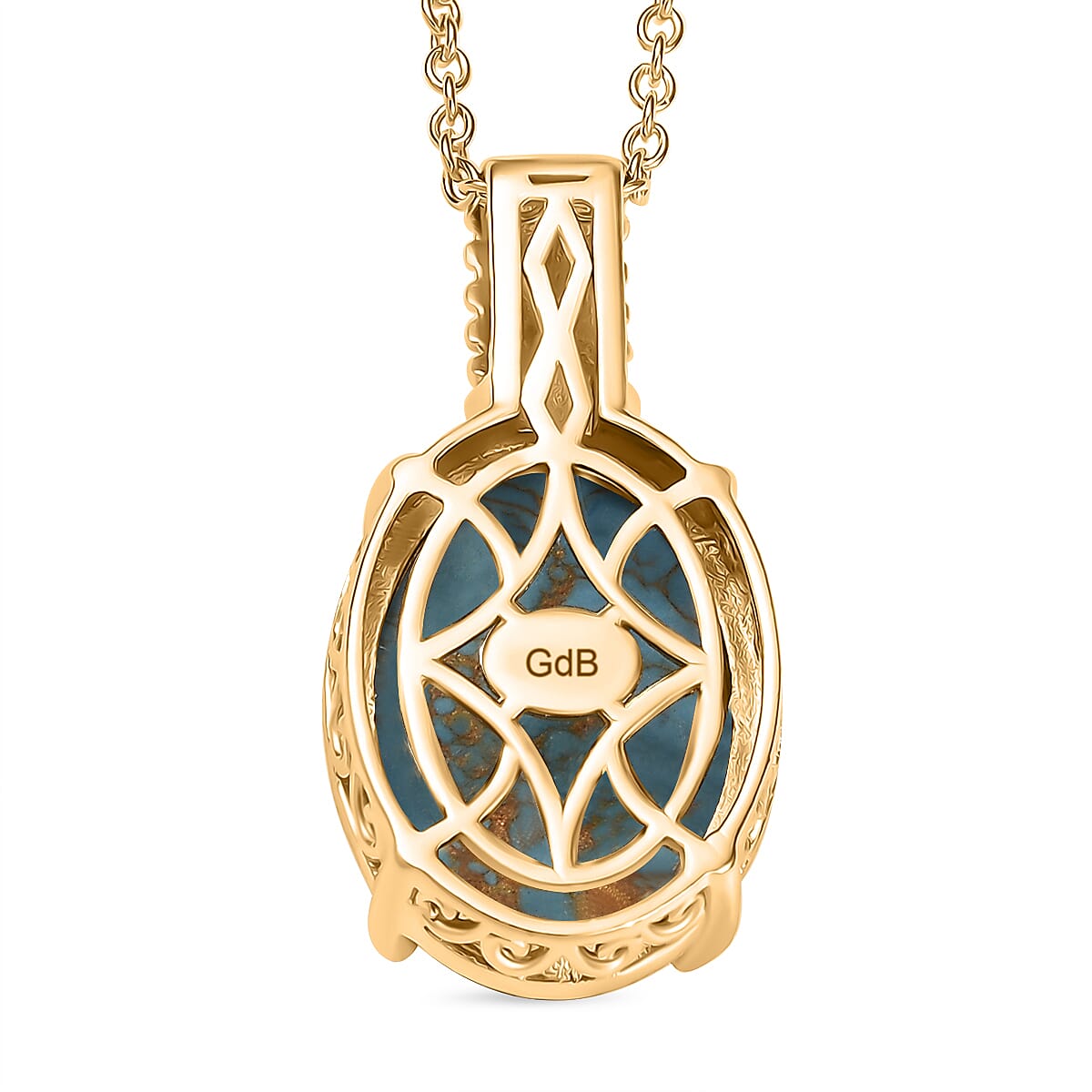 Mojave Blue Turquoise 18.00 ctw Pendant in 18K YG Plated with ION Plated YG Stainless Steel Necklace 20 Inches image number 4