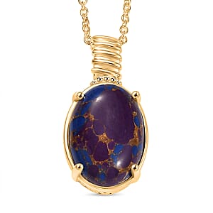 Mojave Purple Turquoise 18.00 ctw Pendant in 18K YG Plated with ION Plated YG Stainless Steel Necklace 20 Inches