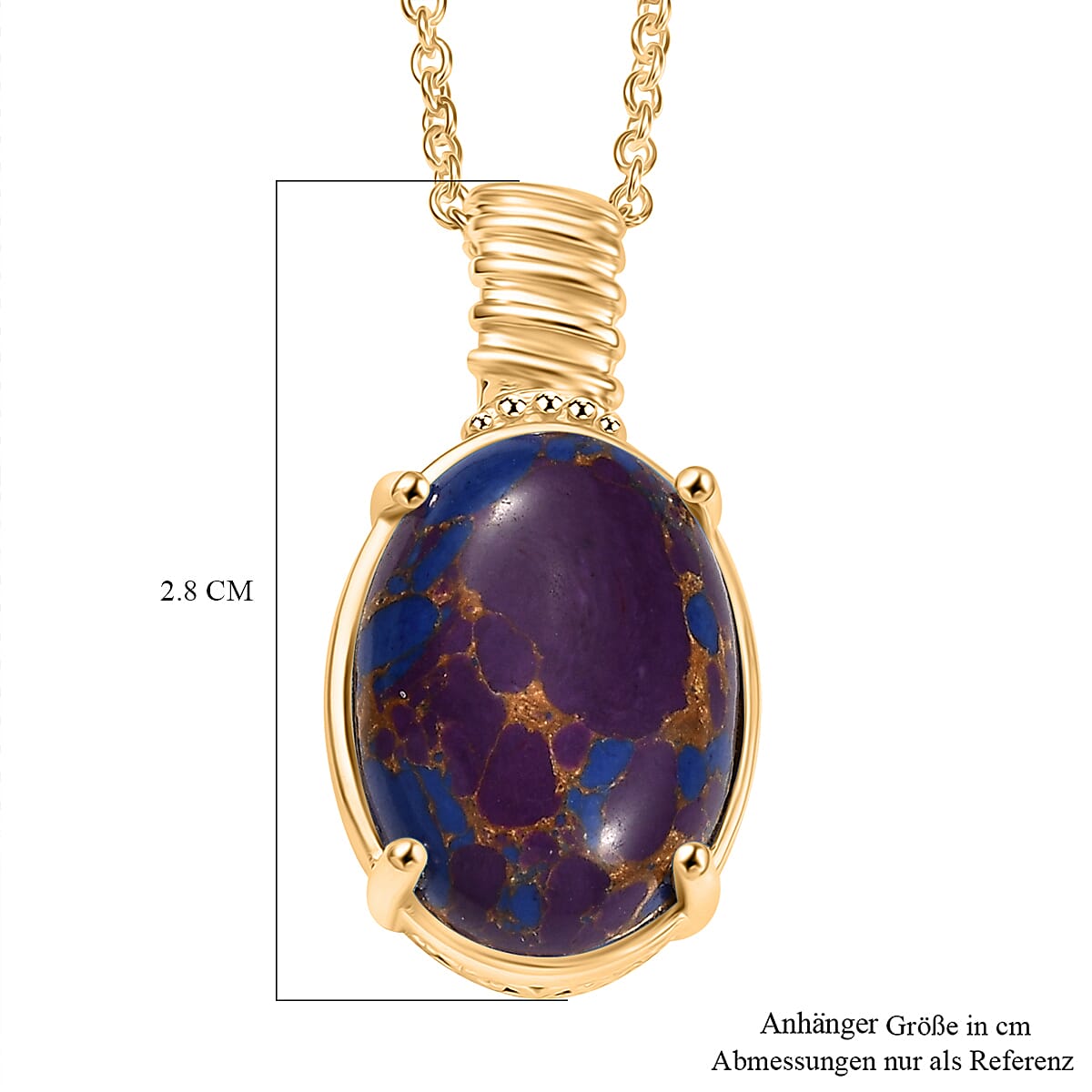 Mojave Purple Turquoise 18.00 ctw Pendant in 18K YG Plated with ION Plated YG Stainless Steel Necklace 20 Inches image number 5