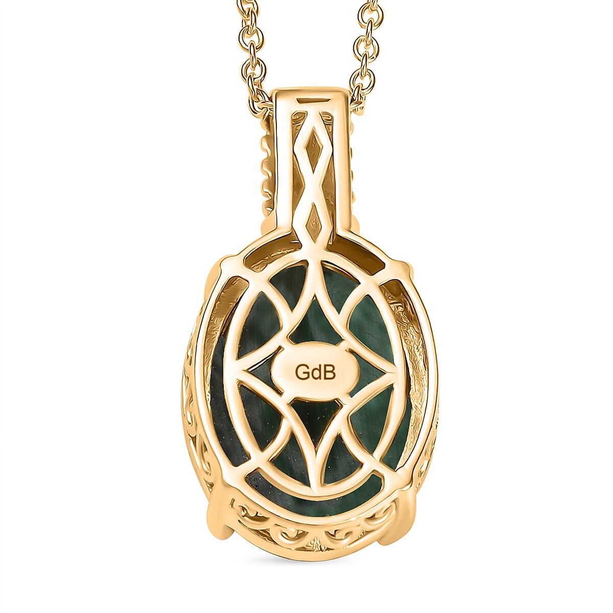 African Malachite 18.00 ctw Pendant in 18K YG Plated with ION Plated YG Stainless Steel Necklace 20 Inches image number 4