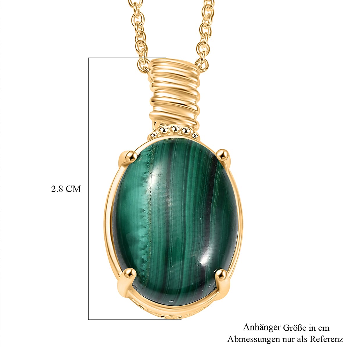 African Malachite 18.00 ctw Pendant in 18K YG Plated with ION Plated YG Stainless Steel Necklace 20 Inches image number 5