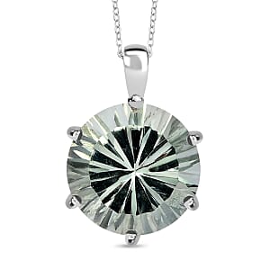 Montezuma Prasiolite 5.60 ctw Pendant Necklace in Rhodium Over Sterling Silver 20 Inches 