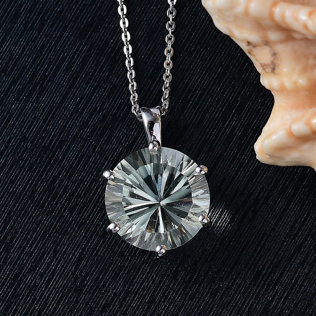 Montezuma Prasiolite 5.60 ctw Pendant Necklace in Rhodium Over Sterling Silver 20 Inches  image number 1