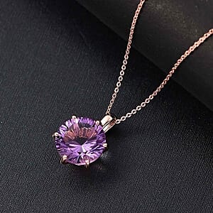 Rose De France Amethyst Pendant 5.60 ctw Necklace in Vermeil RG Over Sterling Silver 20 Inches