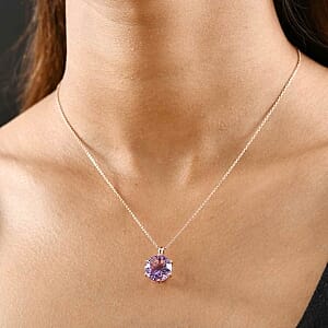 Rose De France Amethyst Pendant 5.60 ctw Necklace in Vermeil RG Over Sterling Silver 20 Inches