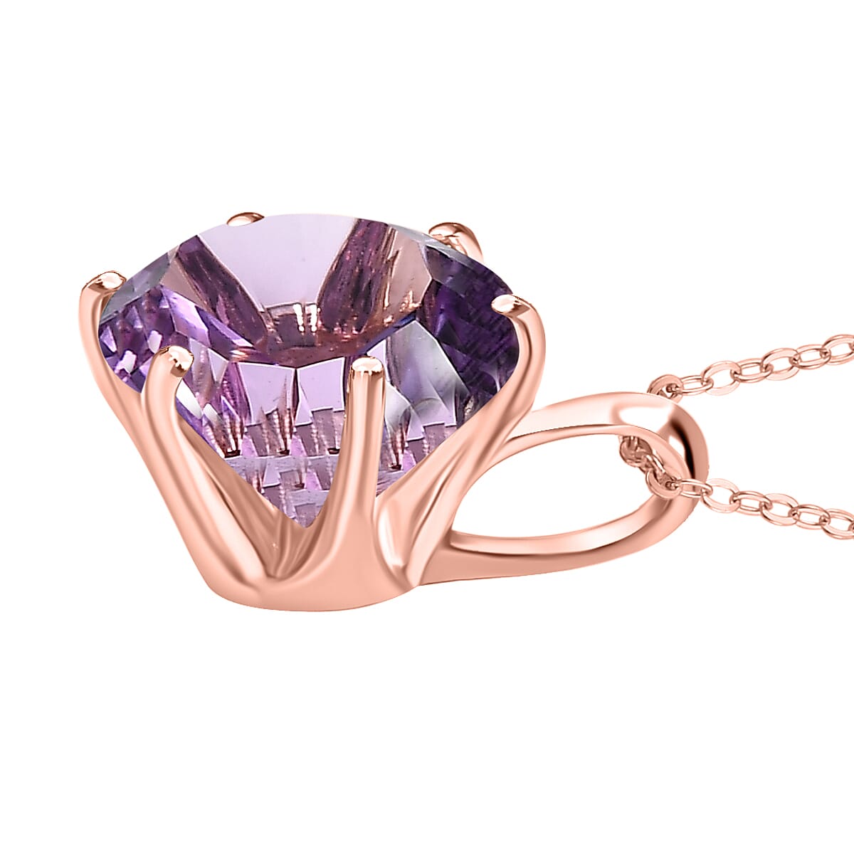 D'Joy Rose De France Amethyst 5.60 ctw Pendant Necklace in 18K Vermeil Rose Gold Over Sterling Silver 20 Inches  image number 3