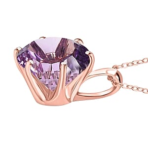 Rose De France Amethyst Pendant 5.60 ctw Necklace in Vermeil RG Over Sterling Silver 20 Inches