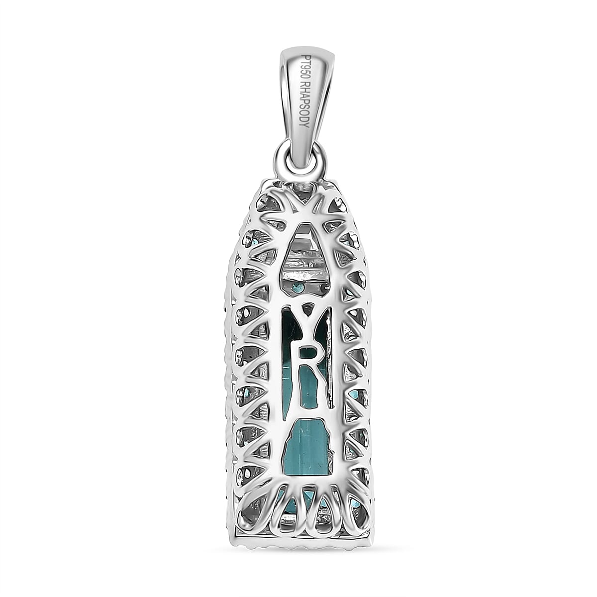 Rhapsody AAAA Monte Belo Indicolite, AAAA Paraiba Tourmaline and E-F VS2 Diamond 2.75 ctw Pendant Necklace in 950 Platinum 20 Inches 5.75 Grams