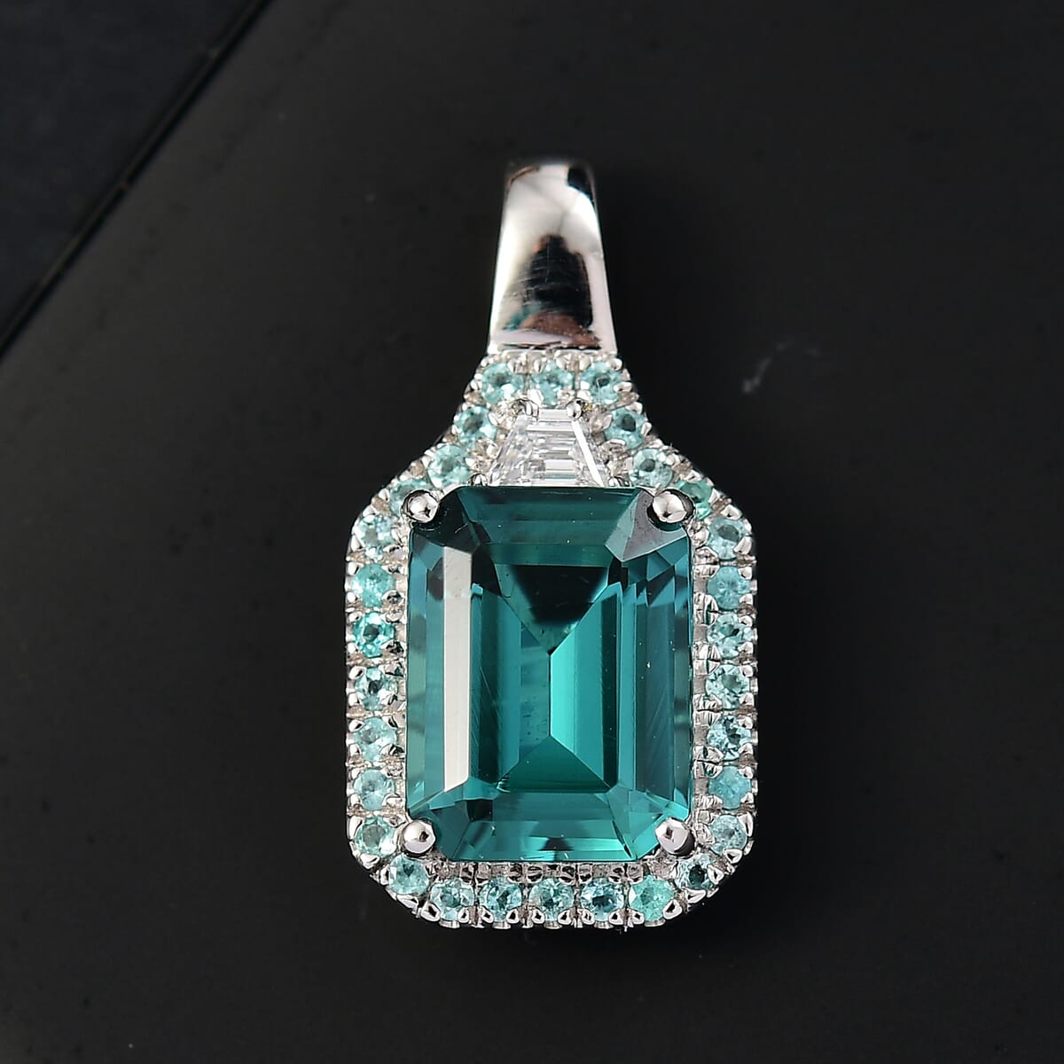 Rhapsody AAAA Lagoon Tourmaline, AAAA Paraiba Tourmaline and E-F VS 2 Diamond 5.00 ctw Pendant Necklace 20 Inches in 950 Platinum image number 1