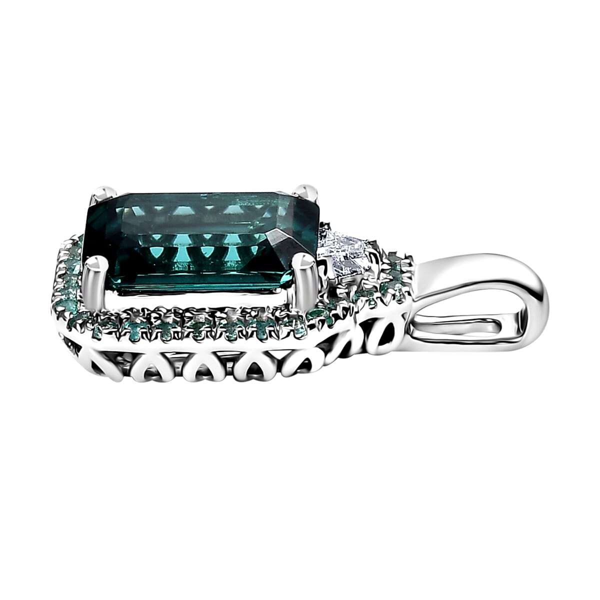 Rhapsody AAAA Lagoon Tourmaline, AAAA Paraiba Tourmaline and E-F VS 2 Diamond 5.00 ctw Pendant Necklace 20 Inches in 950 Platinum image number 3