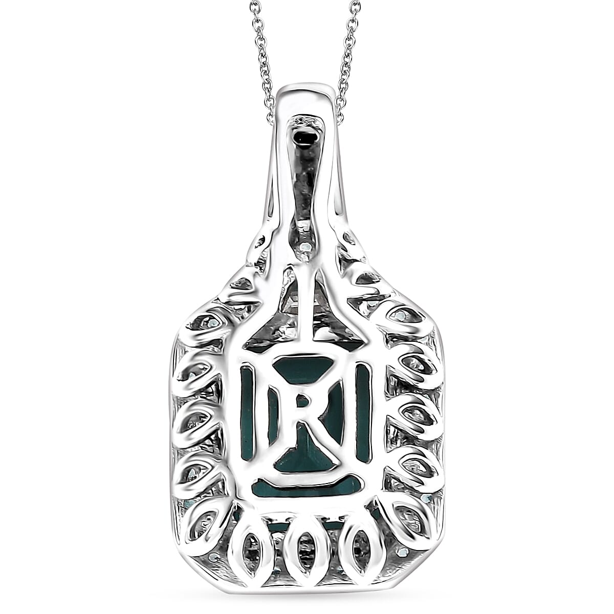 Rhapsody AAAA Lagoon Tourmaline, AAAA Paraiba Tourmaline and E-F VS 2 Diamond 5.00 ctw Pendant Necklace 20 Inches in 950 Platinum