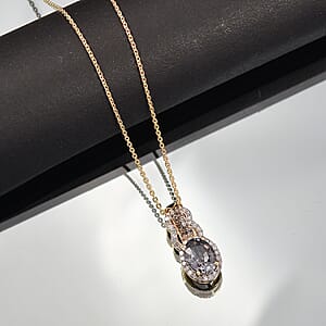 AAA Platinum Spinel, Natural Champagne and White Diamond 1.70 ctw Pendant Necklace in 18K Vermeil Yellow Gold Over Sterling Silver 20 Inches