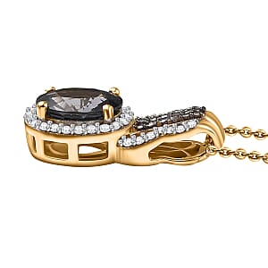 AAA Platinum Spinel, Natural Champagne and White Diamond 1.70 ctw Pendant Necklace in 18K Vermeil Yellow Gold Over Sterling Silver 20 Inches