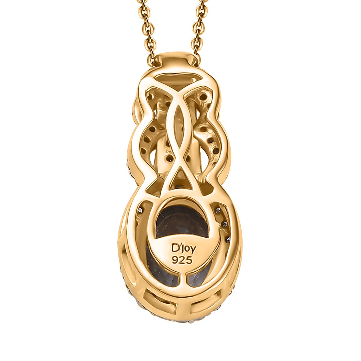 AAA Platinum Spinel, Natural Champagne and White Diamond 1.70 ctw Pendant Necklace in 18K Vermeil Yellow Gold Over Sterling Silver 20 Inches
