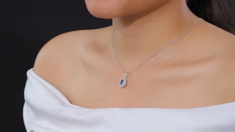 Premium Ceylon Blue Sapphire, AAA Paraiba Tourmaline and Diamond 1.17 ctw Pendant Necklace in Rhodium Over Sterling Silver 20 Inches