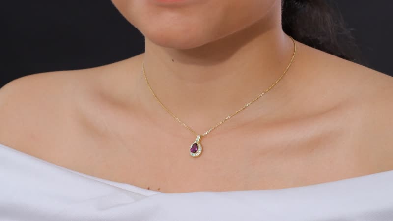 AAA Radiant Ember Garnet, AAA Paraiba Tourmaline and Diamond 1.70 ctw Dewdrop Pendant Necklace in 18K Vermeil Yellow Gold Over Sterling Silver 20 Inches