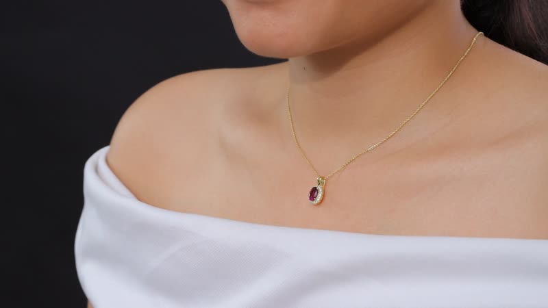 AAA Radiant Ember Garnet, AAA Paraiba Tourmaline and Diamond 1.80 ctw Dewdrop Pendant Necklace in 18K Vermeil Yellow Gold Over Sterling Silver 20 Inches