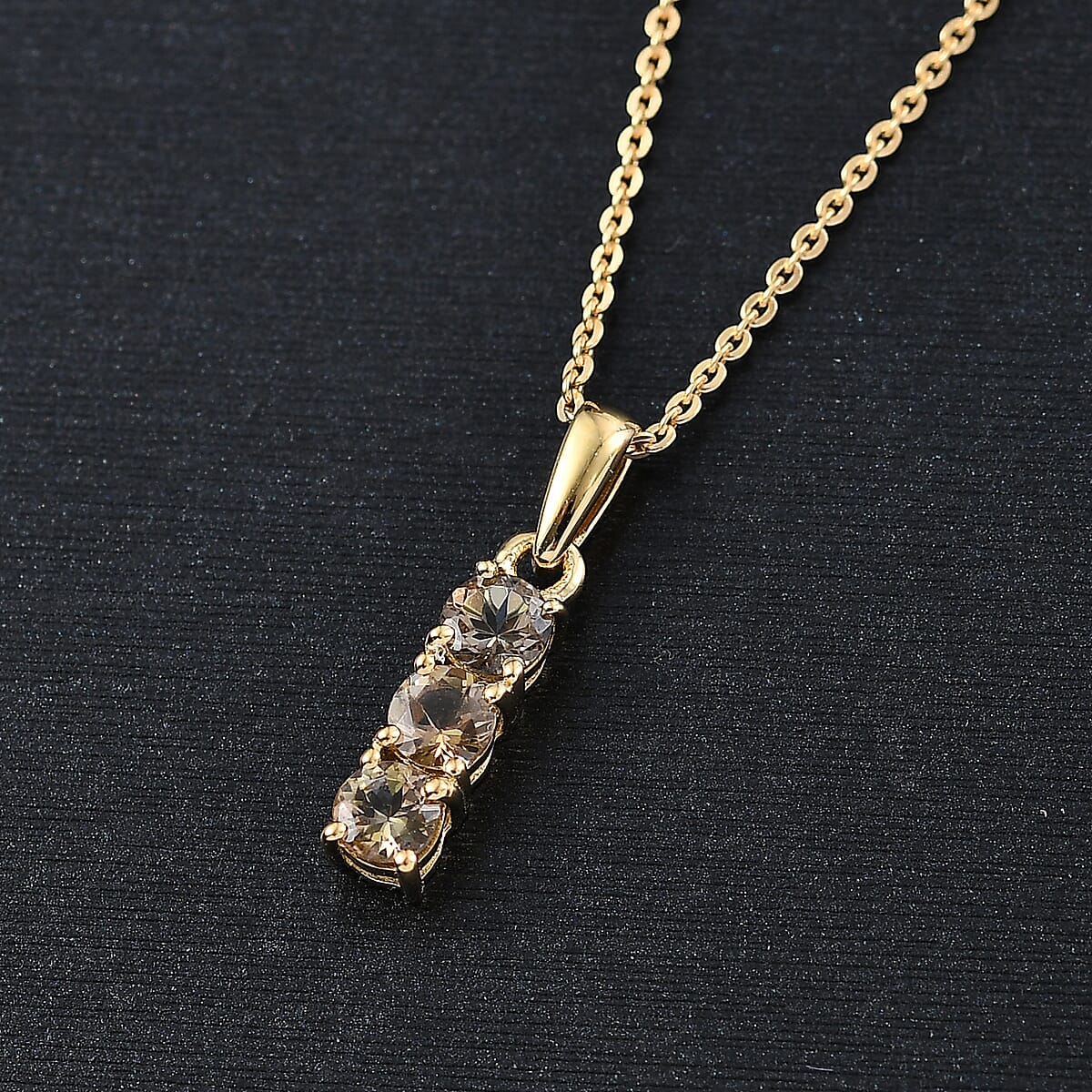 D'Joy Premium Natural Golden Tanzanite 0.60 ctw Pendant Necklace 20 Inches in 18K Vermeil Yellow Gold Over Sterling Silver image number 1