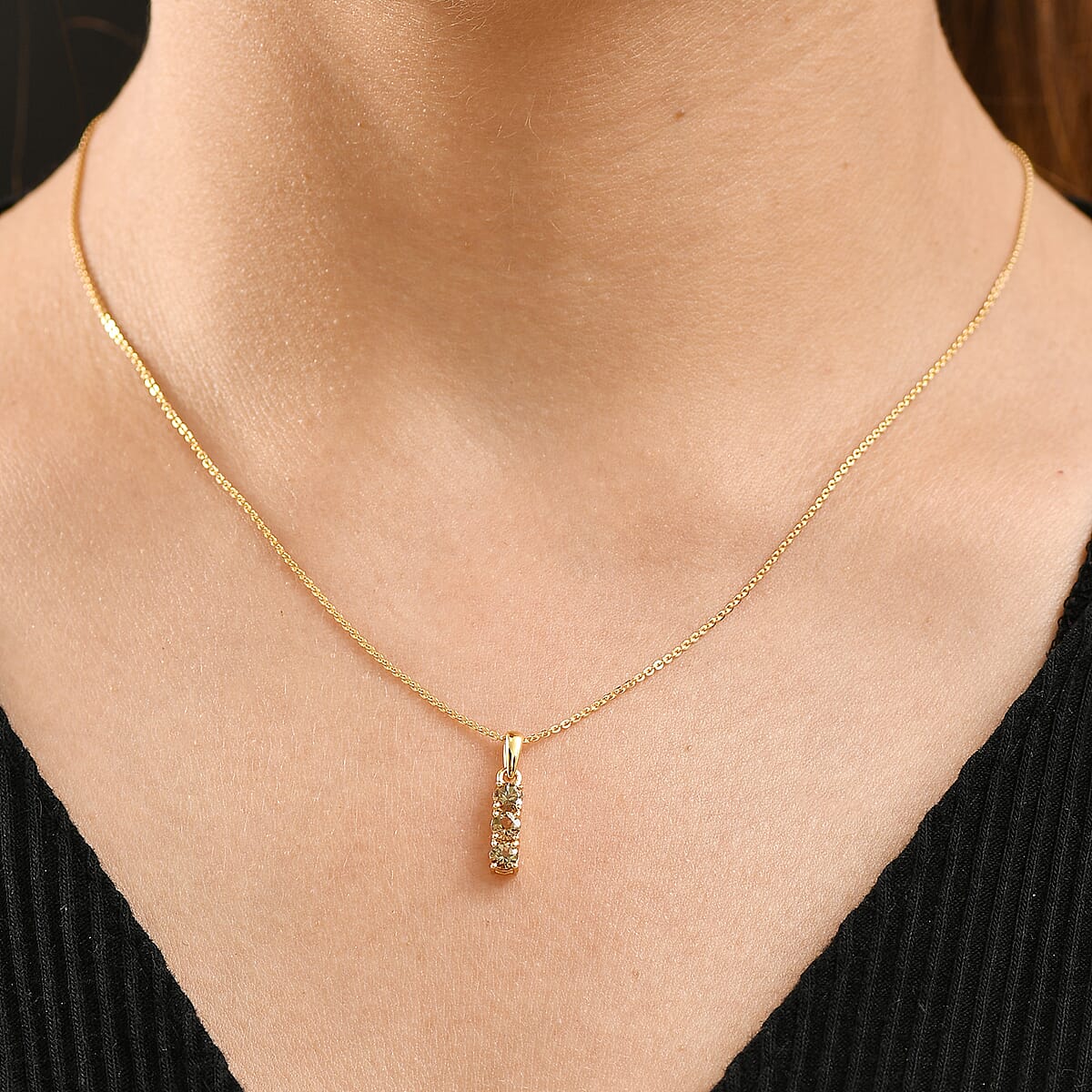 D'Joy Premium Natural Golden Tanzanite 0.60 ctw Pendant Necklace 20 Inches in 18K Vermeil Yellow Gold Over Sterling Silver image number 2