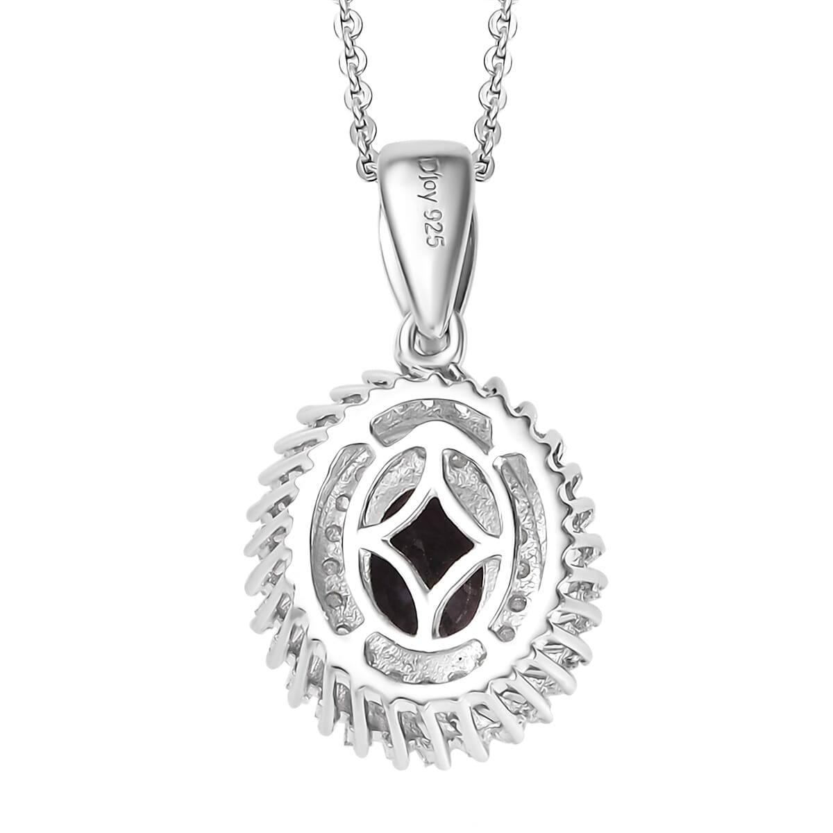 Royal Lavender Spinel and Diamond 1.15 ctw Floral Pendant Necklace in Rhodium Over Sterling Silver 20 Inches image number 4
