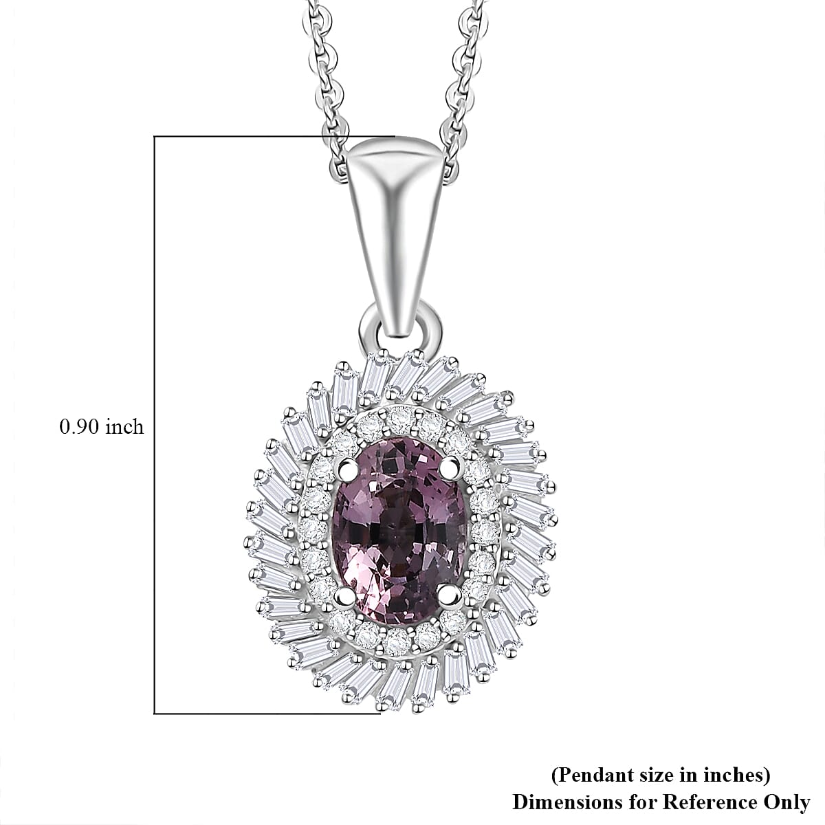 Royal Lavender Spinel and Diamond 1.15 ctw Floral Pendant Necklace in Rhodium Over Sterling Silver 20 Inches