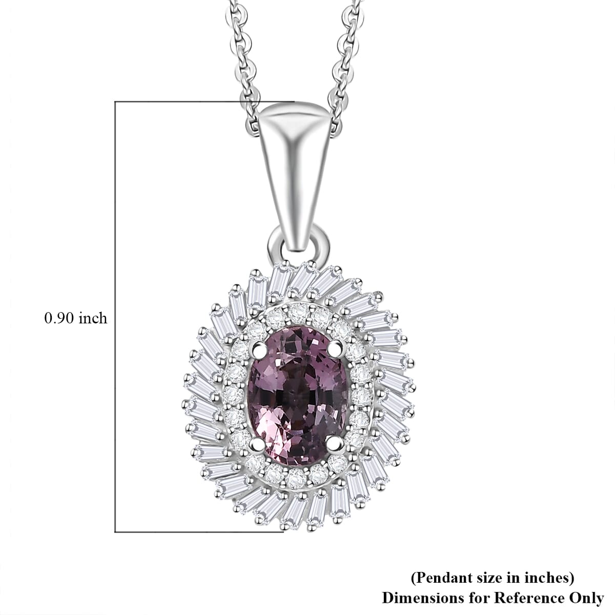 Royal Lavender Spinel and Diamond 1.15 ctw Floral Pendant Necklace in Rhodium Over Sterling Silver 20 Inches image number 6