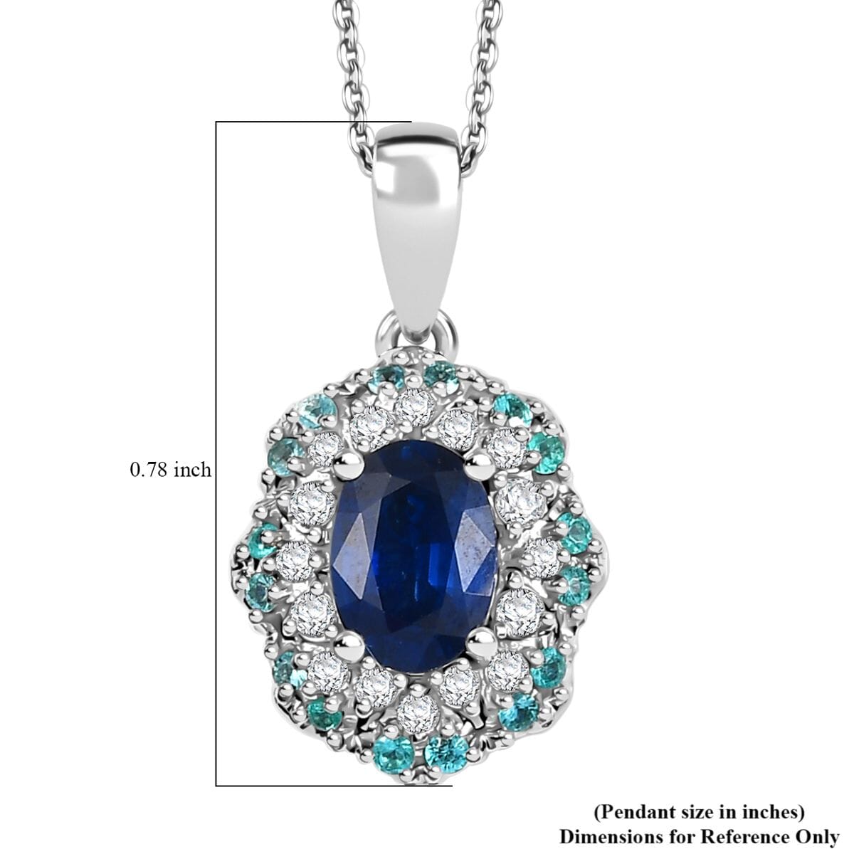 Certified & Appraised Rhapsody 950 Platinum AAAA Ceylon Blue Sapphire, Paraiba Tourmaline and E-F VS Diamond 1.50 ctw Pendant Necklace 20 Inches (Del. in 10-12 Days)  image number 5