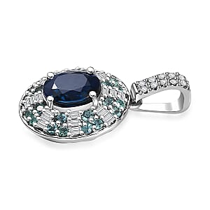 Certified & Appraised Rhapsody AAAA Ceylon Blue Sapphire, AAAA Paraiba Tourmaline and E-F VS Diamond 1.91 ctw Pendant Necklace in 950 Platinum 20 Inches 5.50 Grams