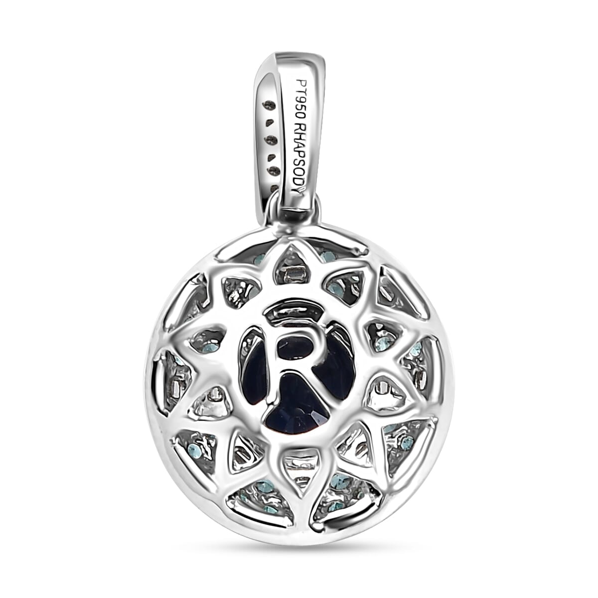 Certified & Appraised Rhapsody AAAA Ceylon Blue Sapphire, AAAA Paraiba Tourmaline and E-F VS Diamond 1.91 ctw Pendant Necklace in 950 Platinum 20 Inches 5.50 Grams image number 4
