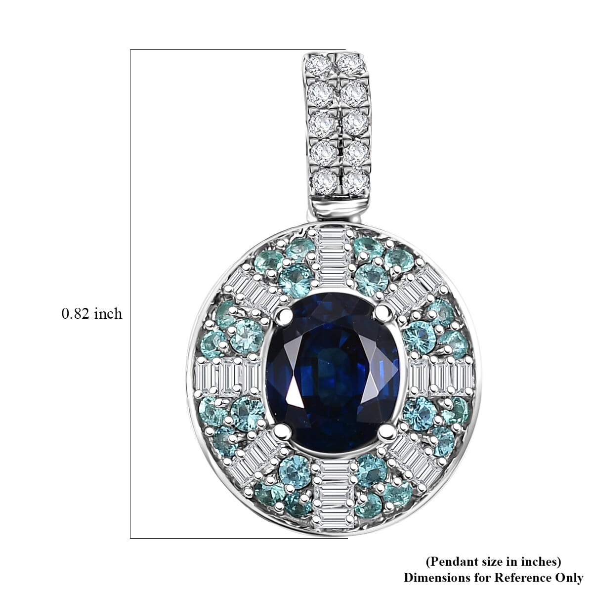 Certified & Appraised Rhapsody AAAA Ceylon Blue Sapphire, AAAA Paraiba Tourmaline and E-F VS Diamond 1.91 ctw Pendant Necklace in 950 Platinum 20 Inches 5.50 Grams image number 5