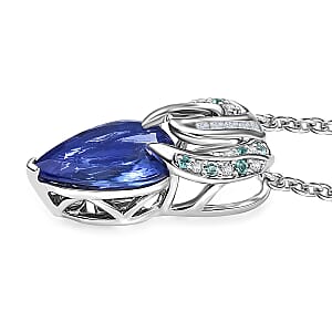 Rhapsody AAAA Tanzanite, AAAA Paraiba Tourmaline and E-F VS2 Diamond 3.71 ctw Dream Weaver Pendant Necklace in 950 Platinum 20 Inches 7 Grams
