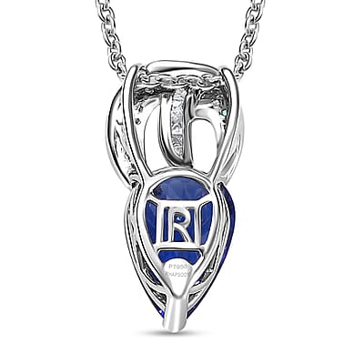 Rhapsody AAAA Tanzanite, AAAA Paraiba Tourmaline and E-F VS2 Diamond 3.71 ctw Dream Weaver Pendant Necklace in 950 Platinum 20 Inches 7 Grams