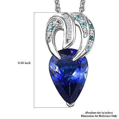 Rhapsody AAAA Tanzanite, AAAA Paraiba Tourmaline and E-F VS2 Diamond 3.71 ctw Dream Weaver Pendant Necklace in 950 Platinum 20 Inches 7 Grams