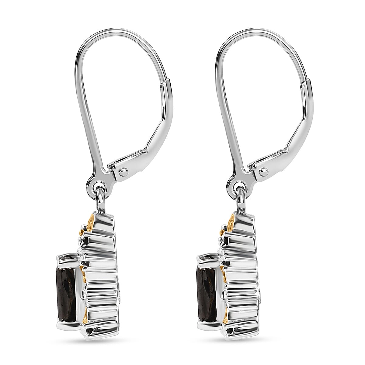 EverTrue Elite Shungite, Thai Black Spinel Ring (Size 5.0), Pendant without Chain and Lever Back Earrings in 14K YG and Platinum Over Copper 3.30 ctw