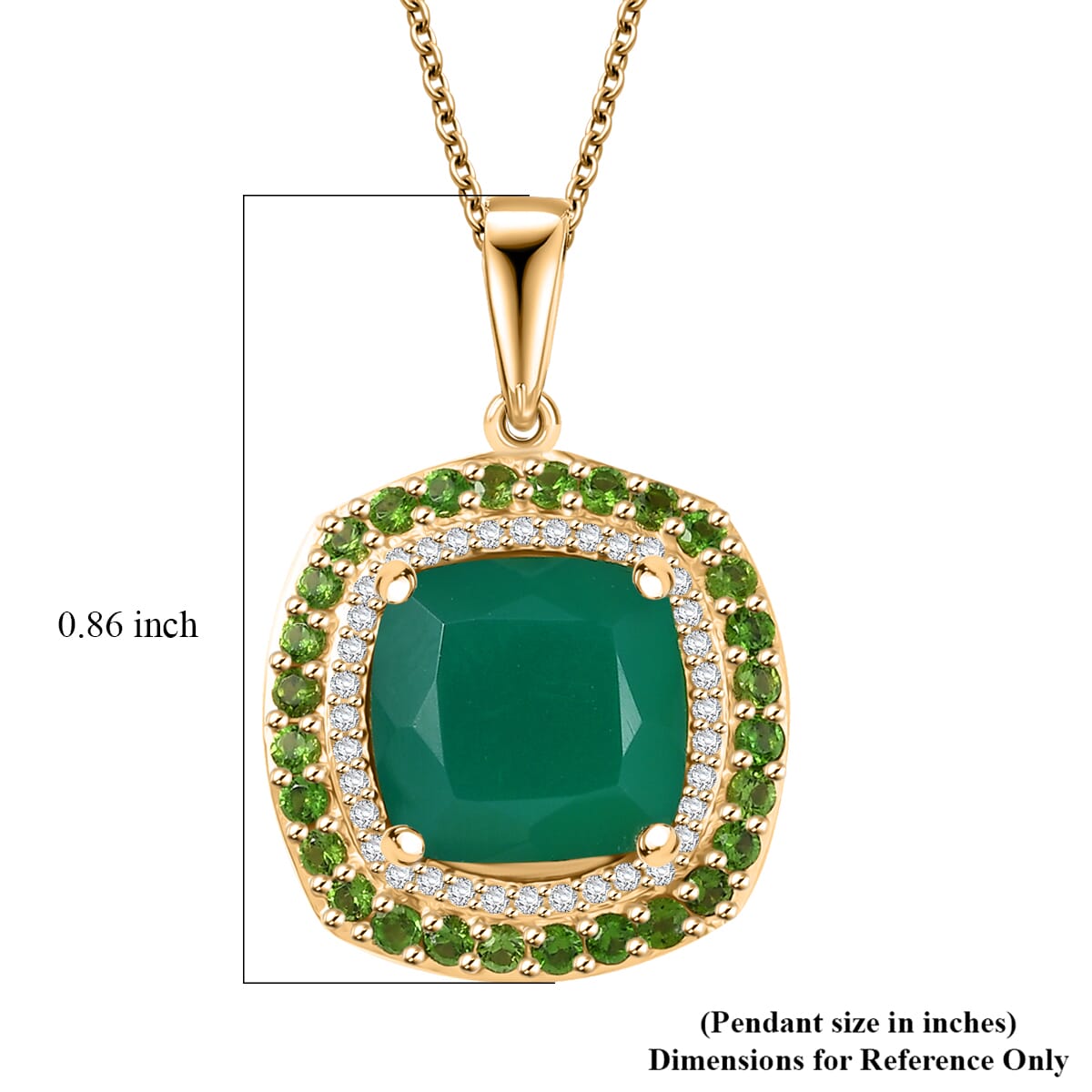 Karis Verde Onyx, Multi Gemstone Pendant in 18K YG Plated with Stainless Steel Necklace (20 Inches) 5.80 ctw image number 5