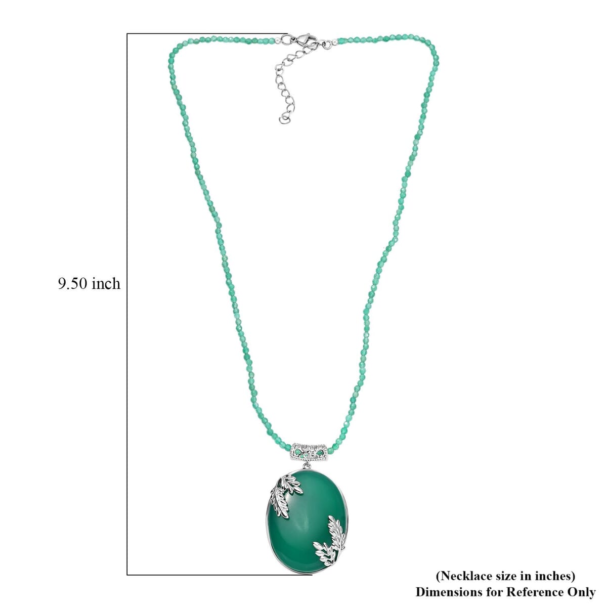 Karis Verde Onyx 124.20 ctw Flower and Leaves Pendant with Beaded Chain 20 Inches in Platinum Bond image number 5