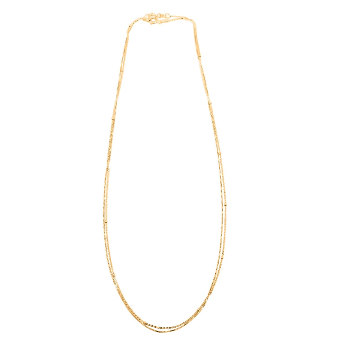 Set of 2 Cube & DIamond-Cut Chain Necklace in 14K Yellow Gold Over Sterling Silver 2.8 Grams 18 Inches  image number 2