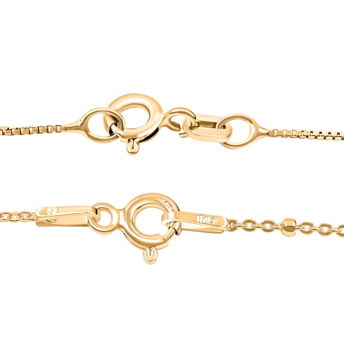 Set of 2 Cube & DIamond-Cut Chain Necklace in 14K Yellow Gold Over Sterling Silver 2.8 Grams 18 Inches  image number 3