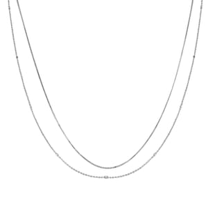 Set of 2 Cube & Diamond-Cut Chain Necklace in Sterling Silver 2.8 Grams 18 Inches 