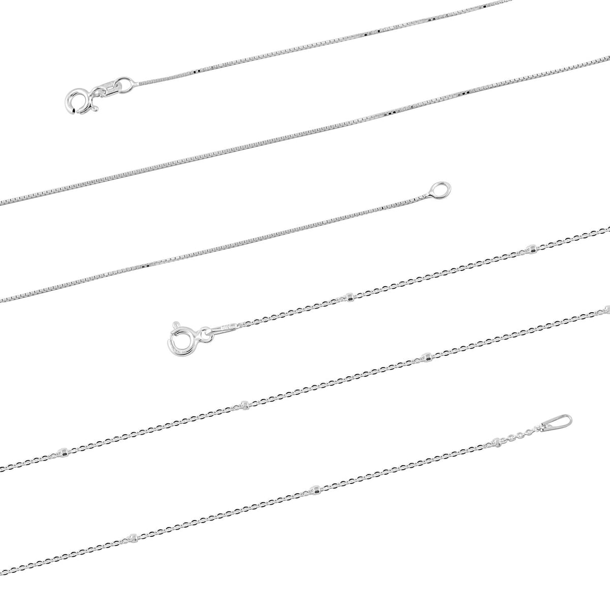 Set of 2 Cube & Diamond-Cut Chain Necklace in Sterling Silver 2.8 Grams 18 Inches  image number 1