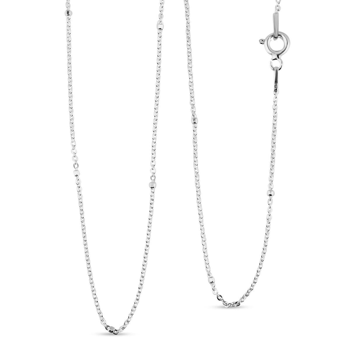 Set of 2 Cube & Diamond-Cut Chain Necklace in Sterling Silver 2.8 Grams 18 Inches  image number 2
