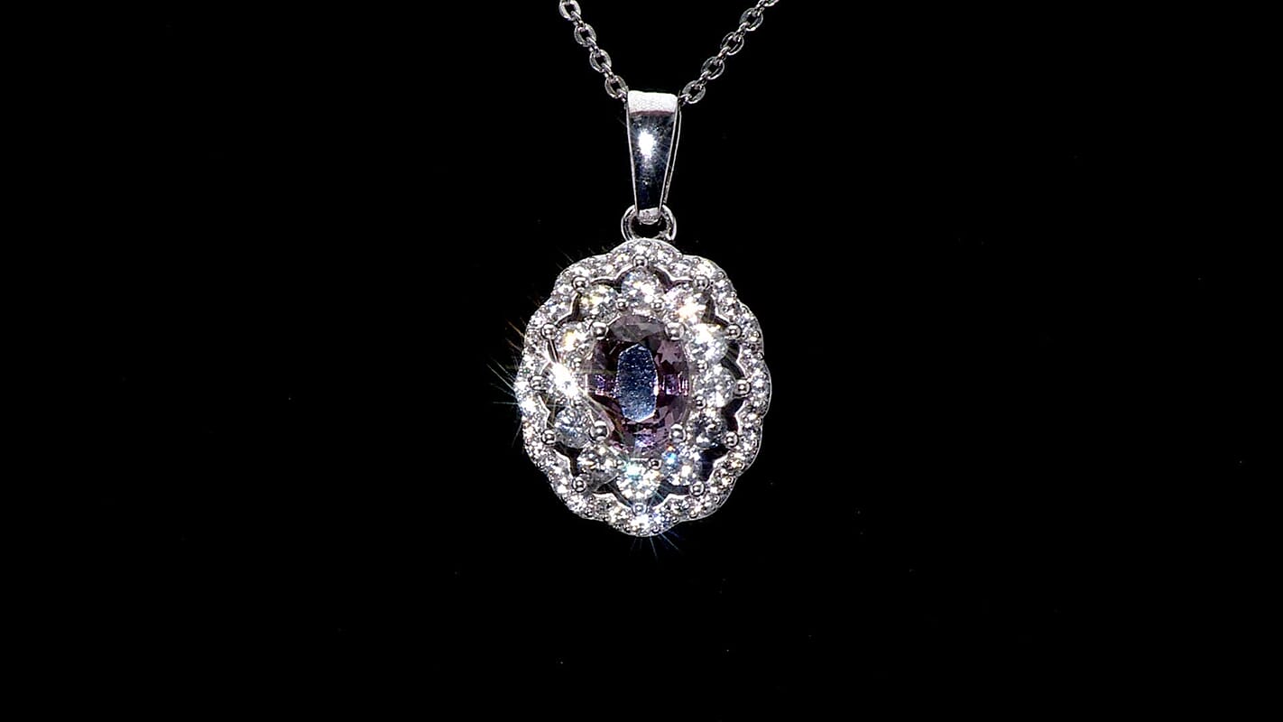 Royal Lavender Spinel and White Zircon 1.70 ctw Floral Pendant Necklace in Rhodium Over Sterling Silver 20 Inches