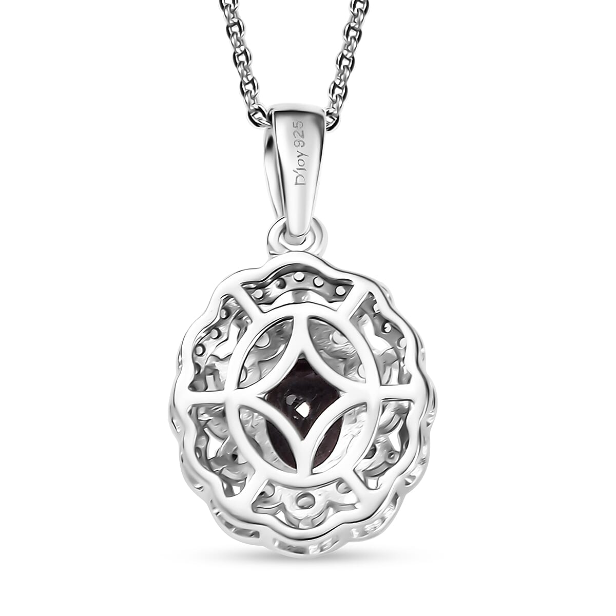 Royal Lavender Spinel and White Zircon 1.70 ctw Floral Pendant Necklace in Rhodium Over Sterling Silver 20 Inches