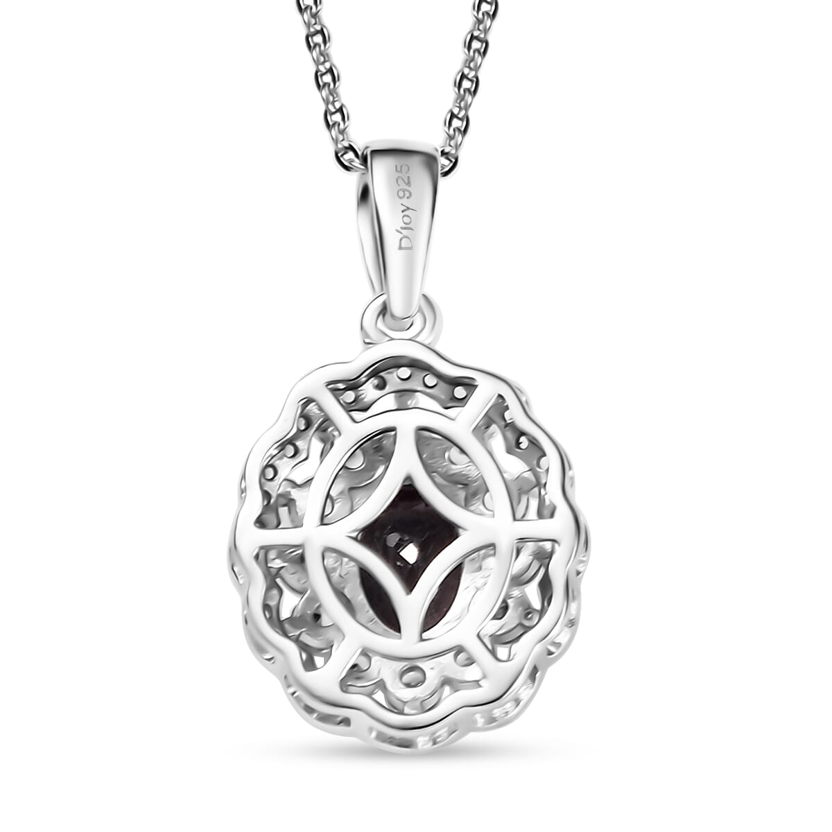 Royal Lavender Spinel and White Zircon 1.70 ctw Floral Pendant Necklace in Rhodium Over Sterling Silver 20 Inches image number 4