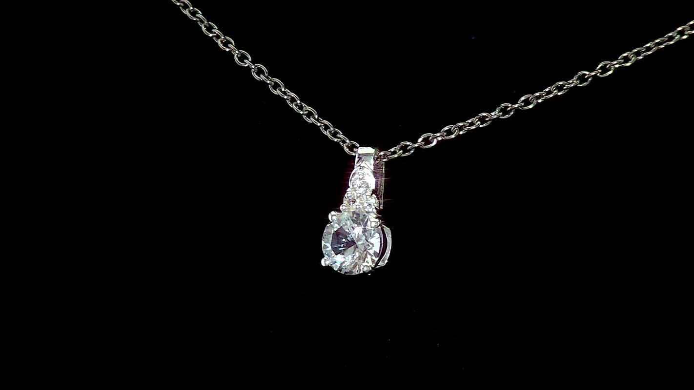 D'Joy Lab Created White Sapphire 1.15 ctw Pendant in Sterling Silver with Stainless Steel Necklace 20 Inches