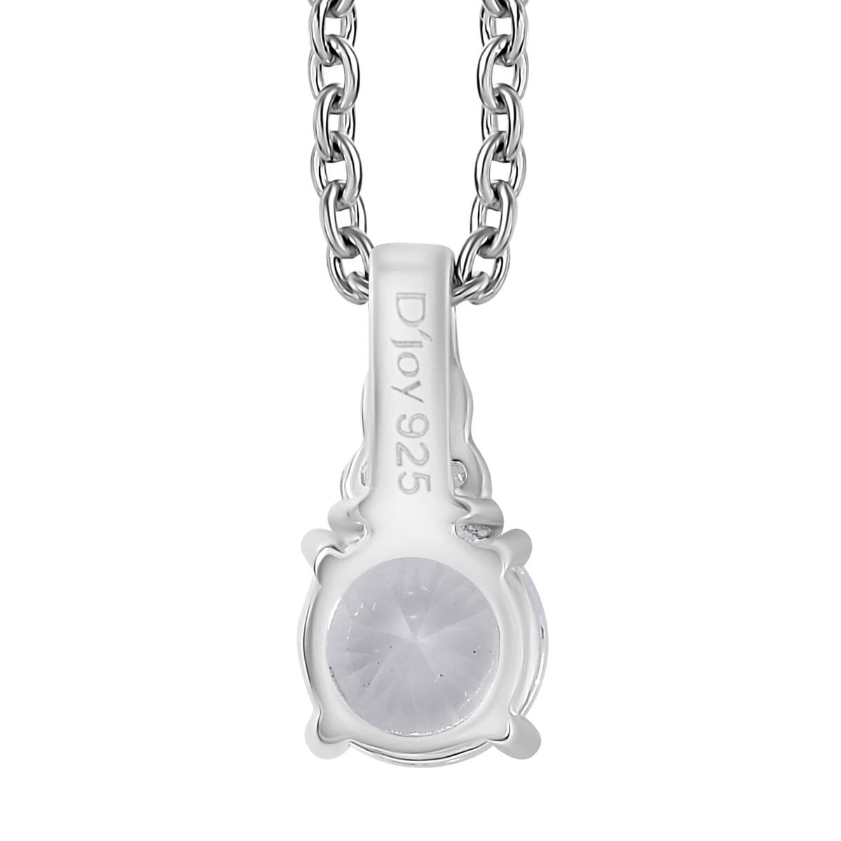 D'Joy Lab Created White Sapphire 1.15 ctw Pendant in Sterling Silver with Stainless Steel Necklace 20 Inches image number 4