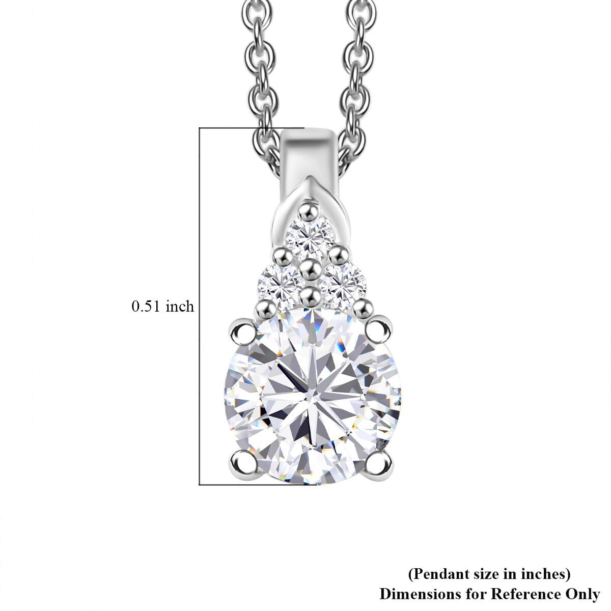 D'Joy Lab Created White Sapphire 1.15 ctw Pendant in Sterling Silver with Stainless Steel Necklace 20 Inches image number 5